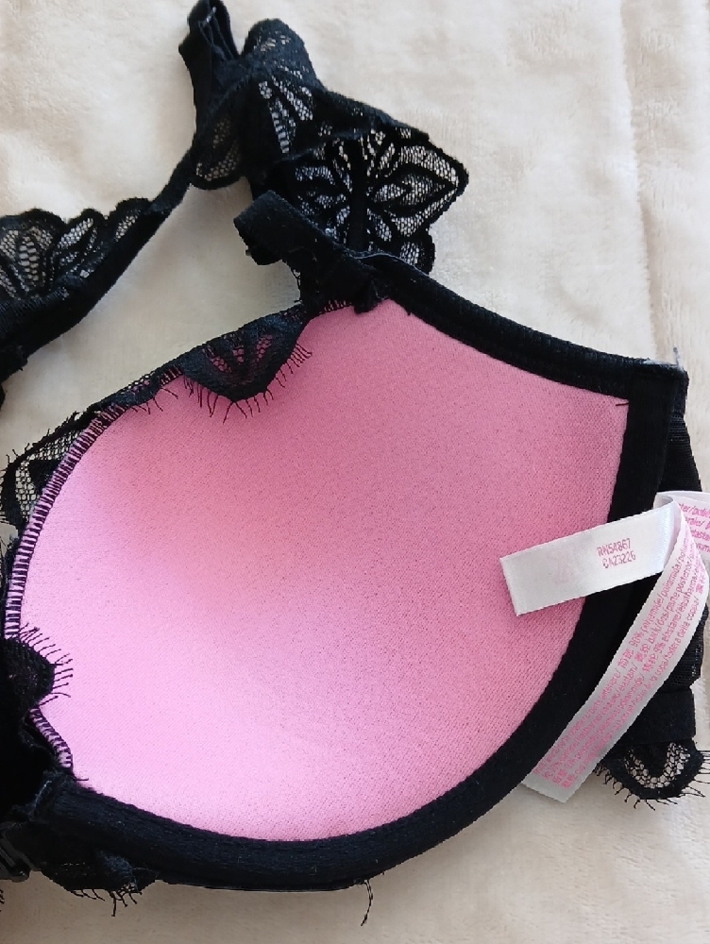 PINK Lace Racerback Push-Up Bra - Black - Picture 6 of 6